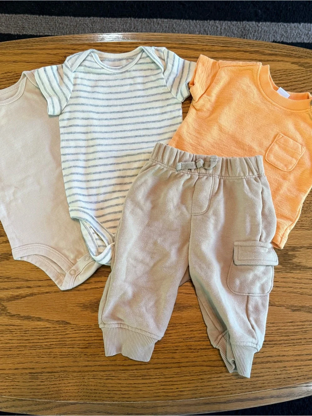 Carter's Neutral, Blue-Striped & Orange Baby Essentials Set